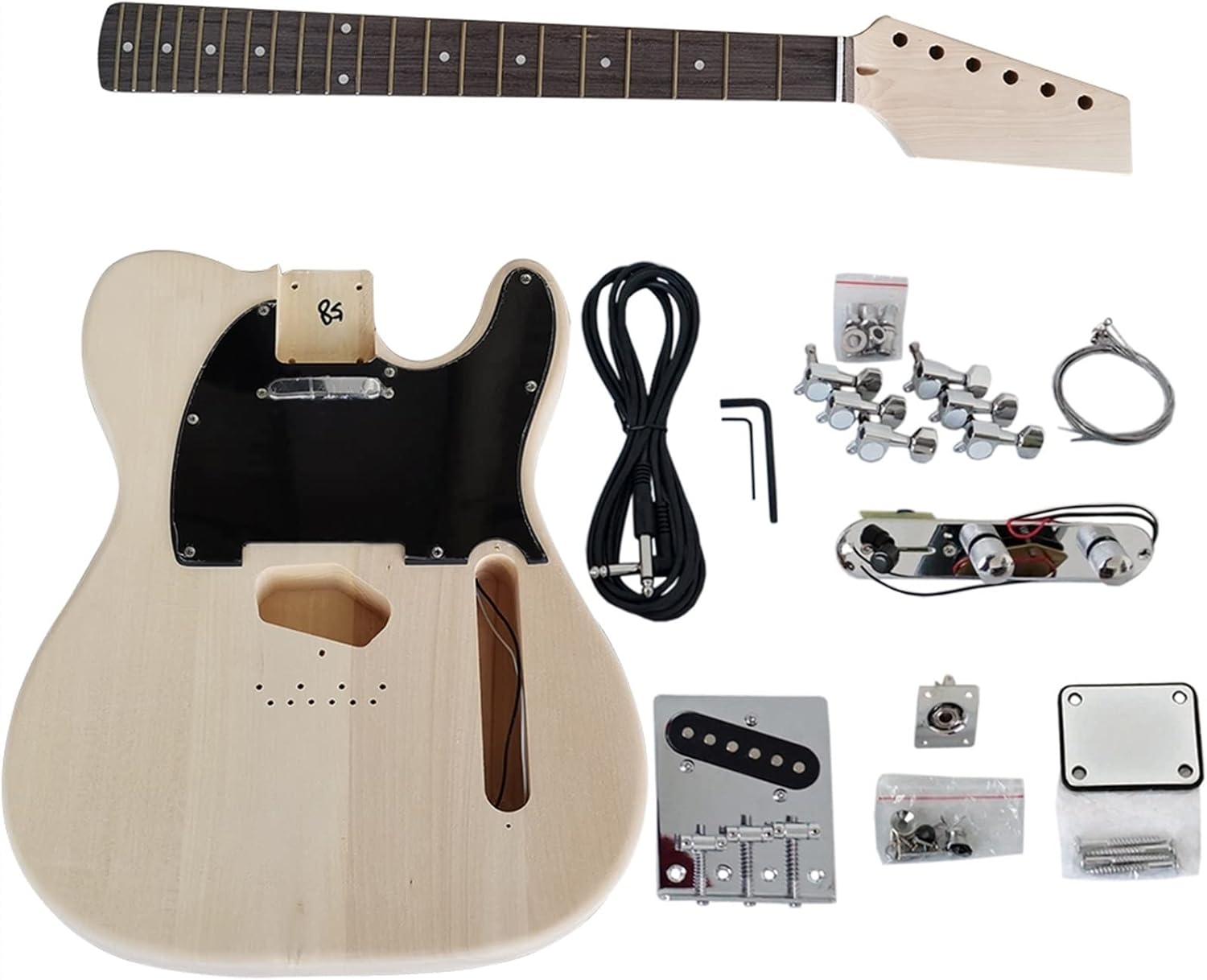 38 Inches DIY Unfinished Electric Guitar Kits Basswood Body Musical Instrument Guitar with All Hardwares Unfinished Guitar Set (Color : 03)