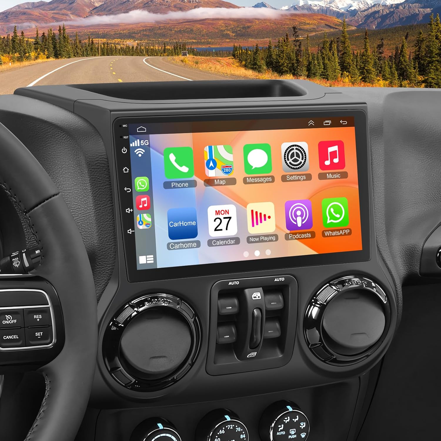 Android 13 Car Radio Stereo for Jeep Wrangler 2015-2017, Wireless Carplay&Android Auto Radio with 4G+64G Support Bluetooth/Voice Control/GPS/WiFi/Back-up Camera/SWC/FM, 10 Inch IPS Touch Screen