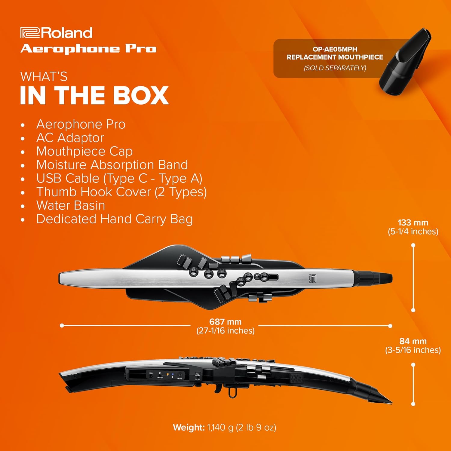 Roland AE-30 Aerophone Pro | Professional Digital Wind Instrument | OLED Display | Premium Build & Pro Connectivity | Powerful Onboard Editing Tools | Over 300 Sounds | Bluetooth Connectivity