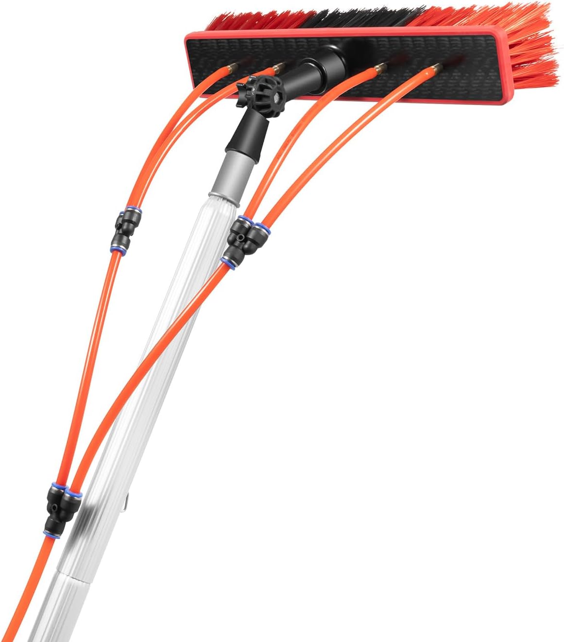 Window Squeegee with Extension Pole 2 in 1 Rotatable Window Cleaning Tool Kit - Professional Cleaning Kit for High Reach Windows/Solar Panels/Car Wash