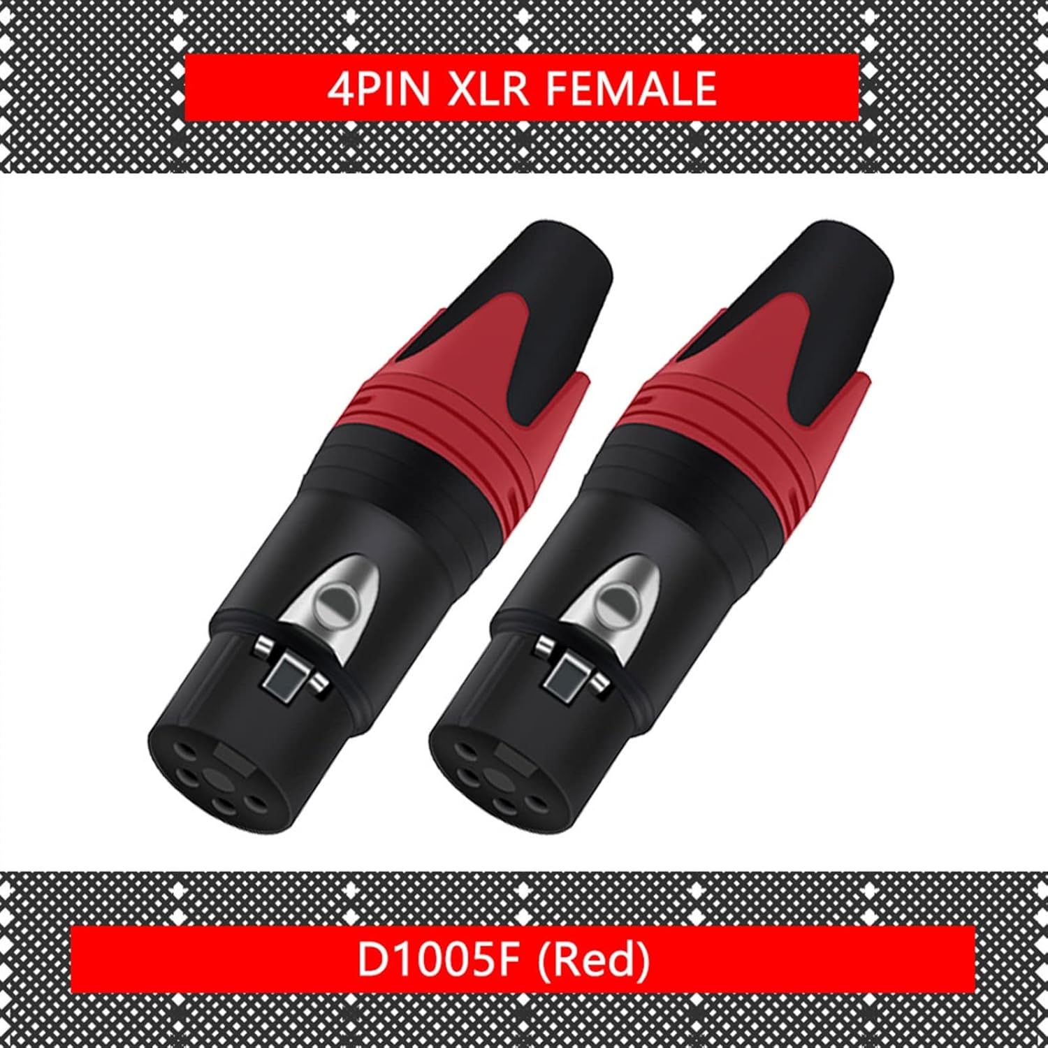 4 Pin X L R Male/Female M I C Cable Wire Connector 4 Pole XLR Plug Microphone Jack Socket 56Pcs (Color : 56xF 4P Red)