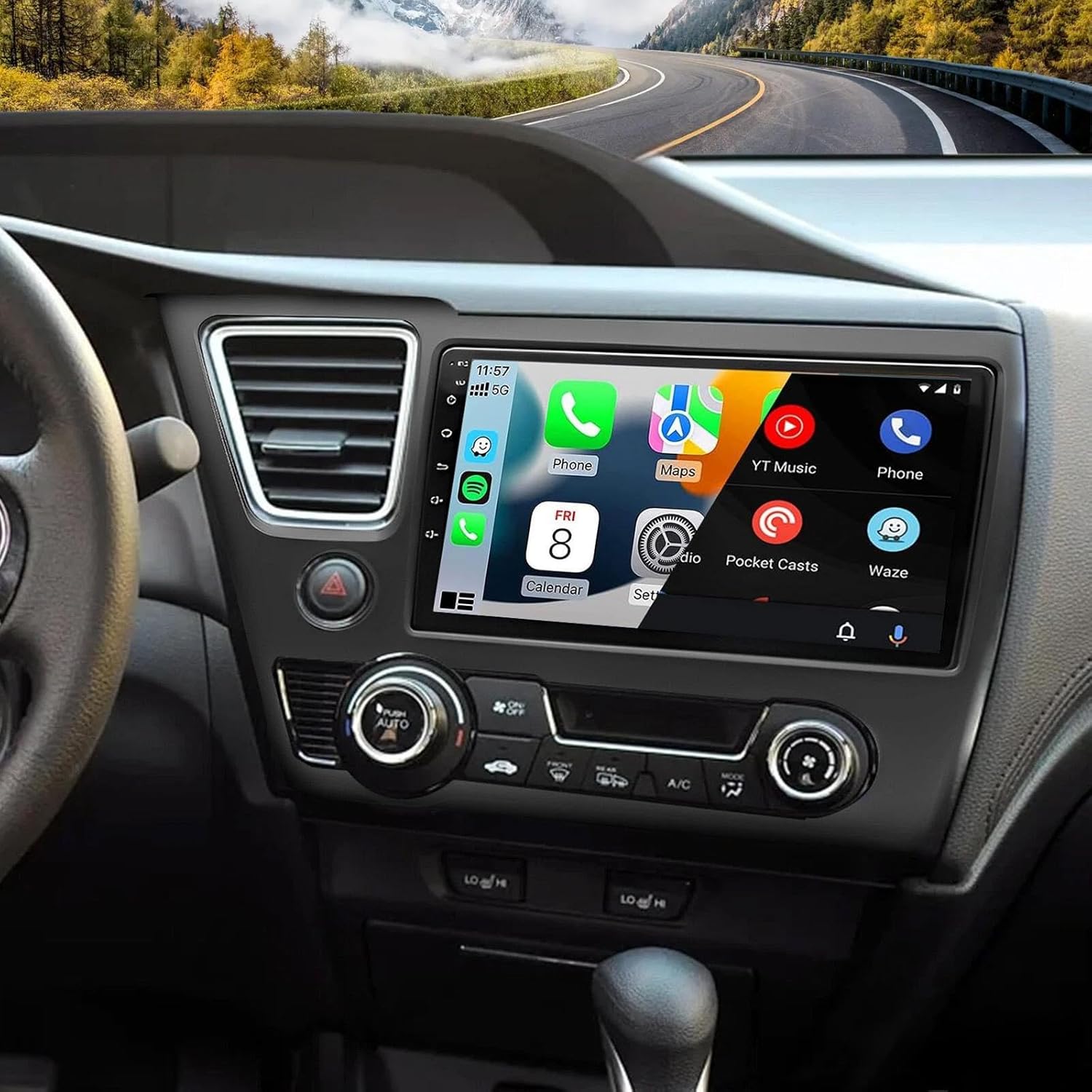 Android 13 Car Stereo for Honda Civic 2013-2017 Radio Upgrade 9 Inch Touch Screen with Wireless Carplay/Android Auto/Backup Camera/Mirror Link/GPS SWC/FM