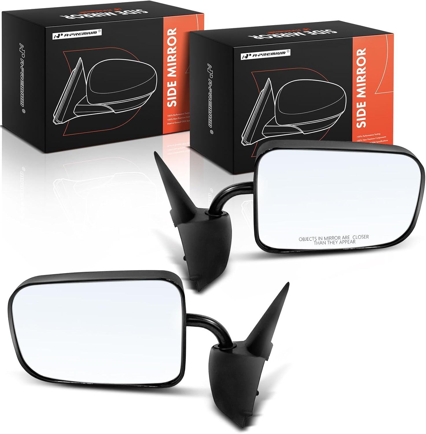 A-Premium Pair (2) Driver and Passenger Side Manual Door Mirror - Compatible with Dodge Ram 1500 2500 3500, 1994 1995 1996 1997 - Non-Heated, Manual Folding, Textured Black Outside Rear View Mirror