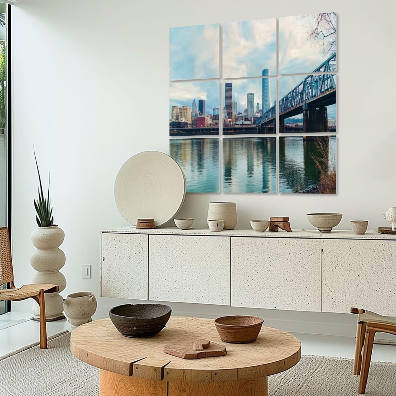 Art Acoustic Panels Self Adhesive portland oregon panoramas pictures 9 Packs Decorative Soundproof Wall Panels Large Sound Absorbing Panels for Home Office 60