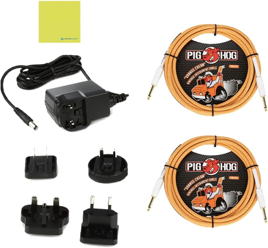 Radial Engineering EXTC-Stereo Guitar Effects Interface & Reamper Bundle w/ 2-Pack Pig Hog 10' Orange Cream 2.0 Instrument Cable, Power Adapter and Liquid Audio Polishing Cloth