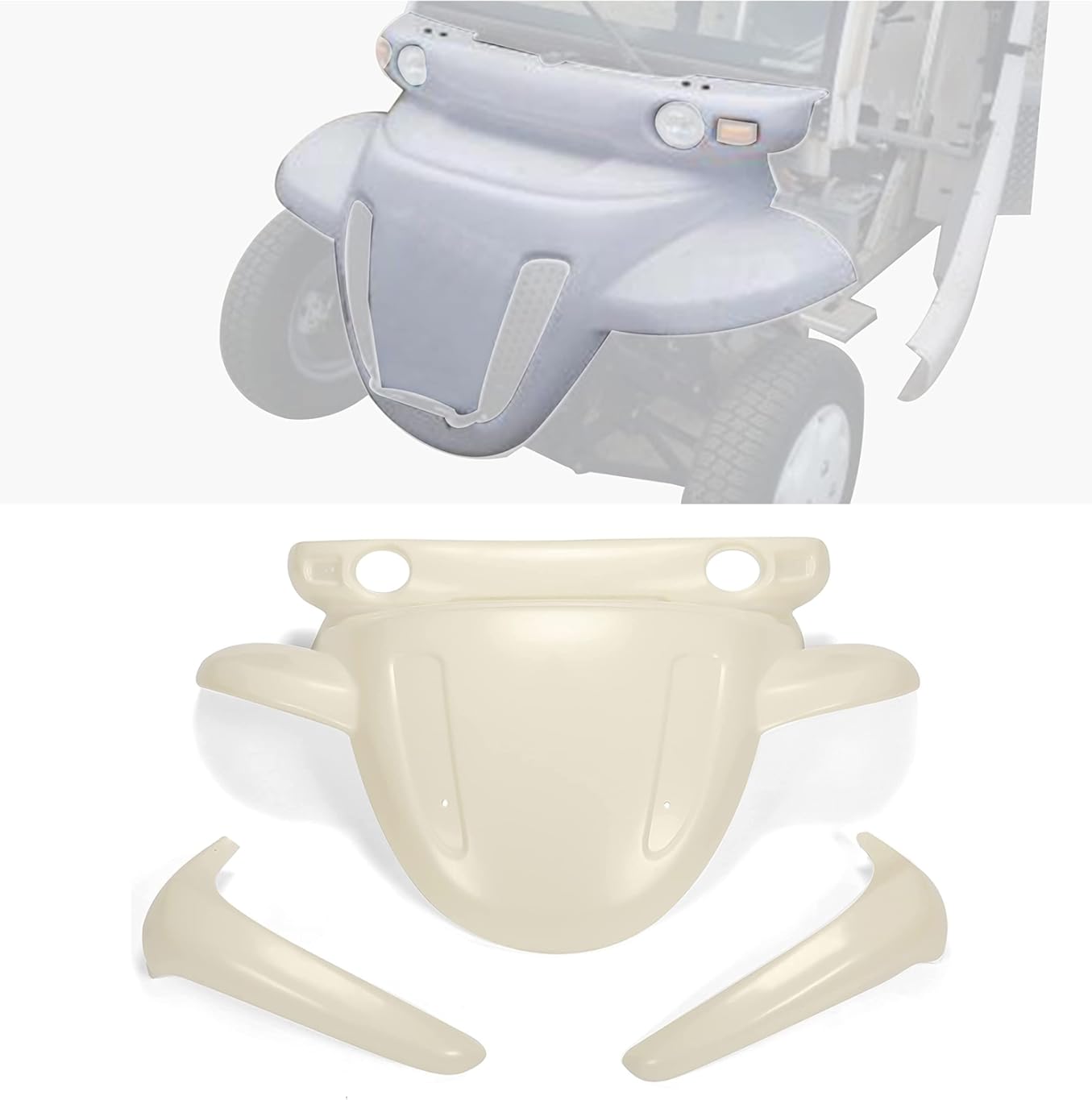 Kojem Mud Guards + Front Hood Set Compatible with 1999-2012 Polaris GEM Car 2-Passenger / 4-Passenger/Short/Long Bed Utility MUD Flaps Beige 3Pcs