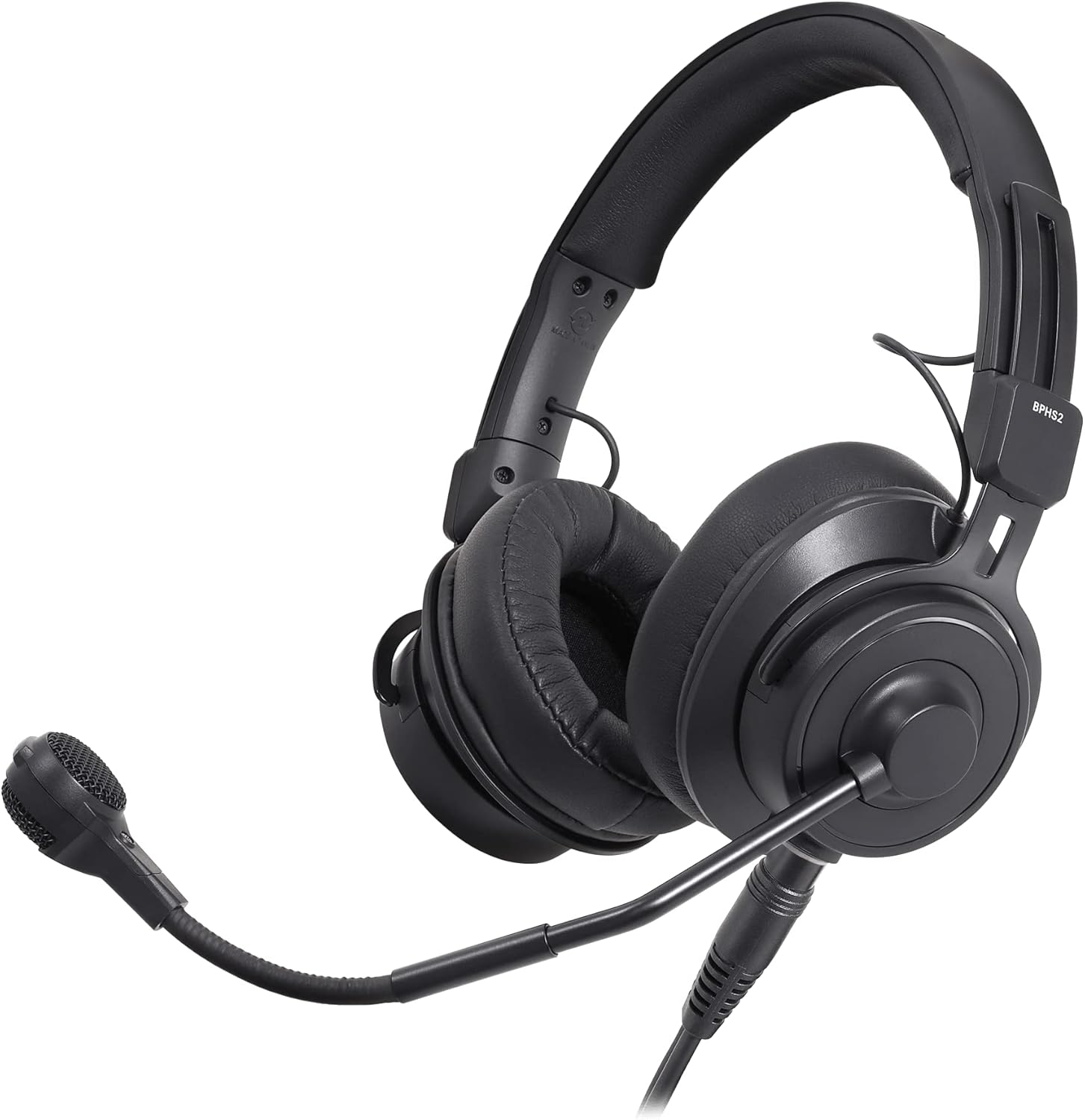 Audio-Technica BPHS2 Broadcast Stereo Headset with Hypercardioid Dynamic Boom Microphone Black