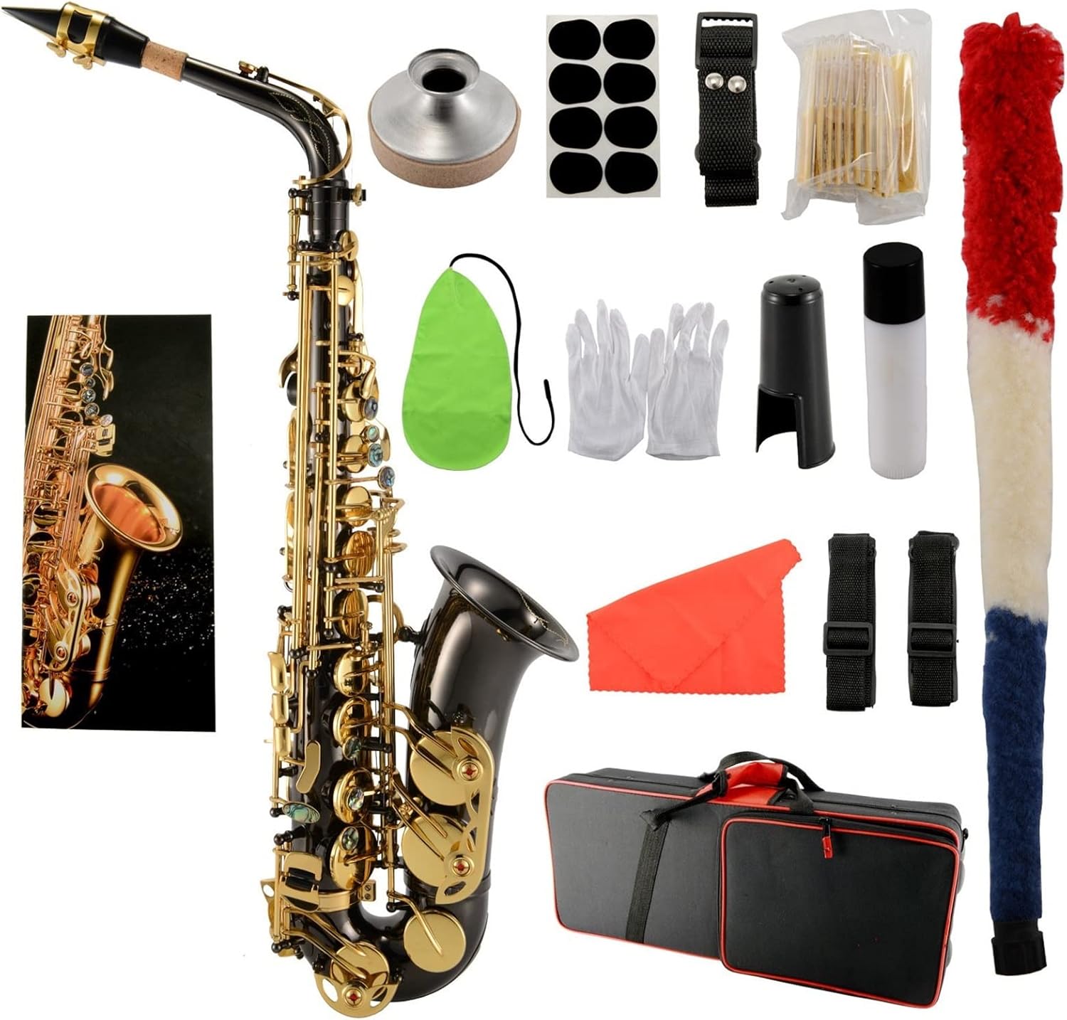 KESHUO E Flat Alto Saxophone Black Nickel Gold Key Saxophone Wind Instrument for Beginners Brass Sax Beginners Kit