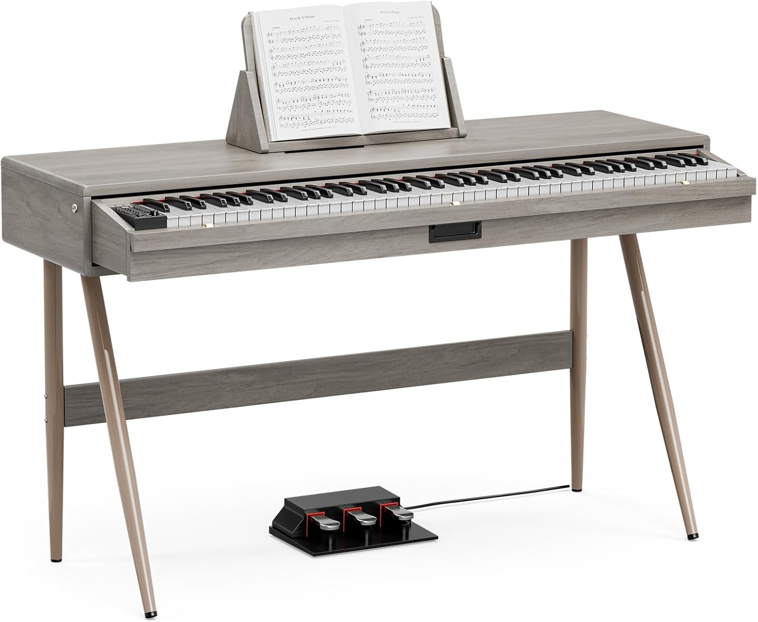 UMOMO 88 Key Weighted Digital Piano, Both Desk & Vanity Desk Piano, 88 Key Progressive Hammer-action Keyboard Piano for Beginners with MIDI, Gray