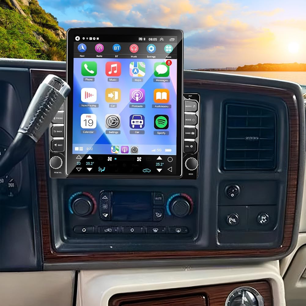 ikasus Android 13 Double Din Car Stereo Radio for Cadillac Escalade ESV 2003-2006 9.7 inch Touch Screen Car Stereo w/Carplay Android Auto Support GPS Bluetooth WiFi FM RDS DSP Backup Camera,2+32G