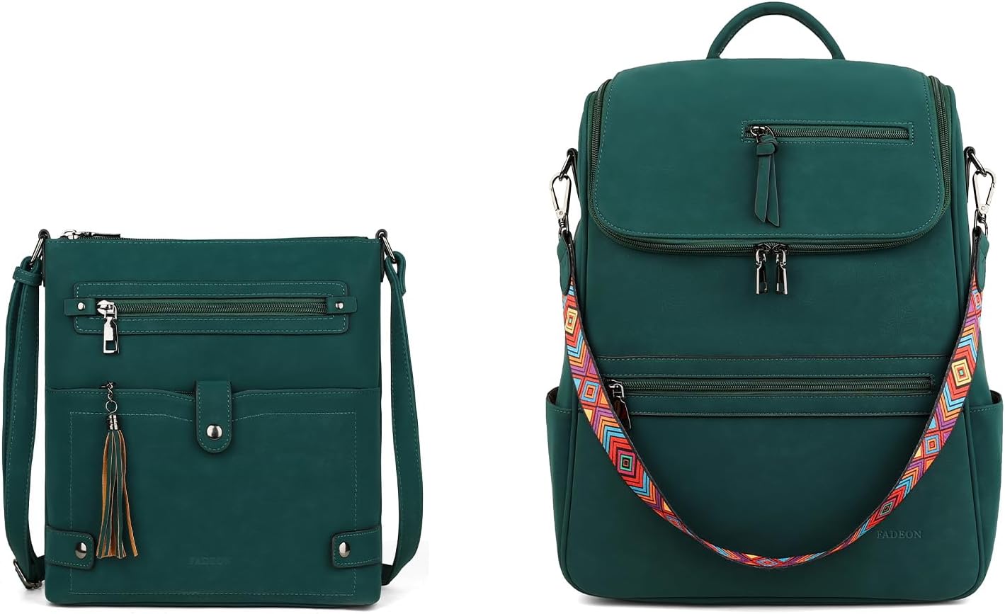 FADEON Crossbody Purses for Women & Laptop Backpack Green Collection
