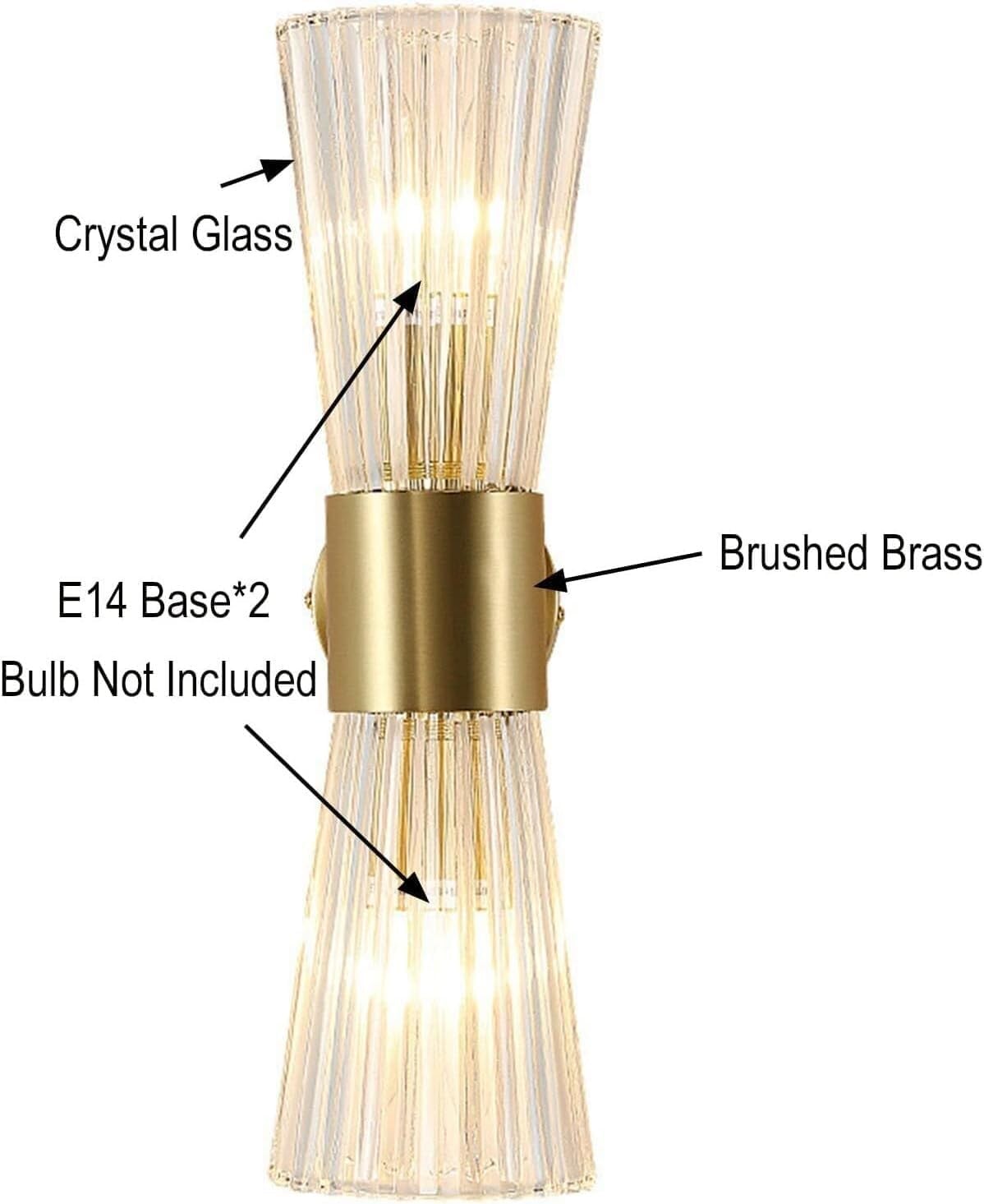 LED Corner Crystal Glass Wall Light 2-Lights Indoor Up Down Wall Sconce Gold Bathroom Vanity Light Fixture Long Linear Hallway Wall Mount Lamp,Chandelier