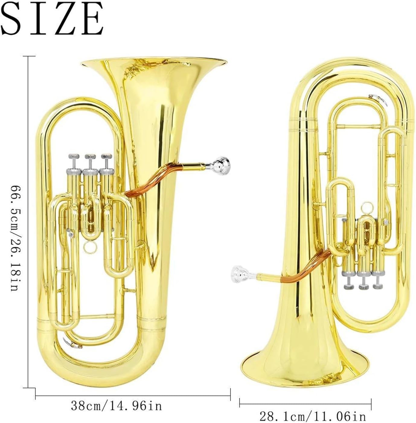Euphonium instrument professional B flat brass instrument 3 piston tube