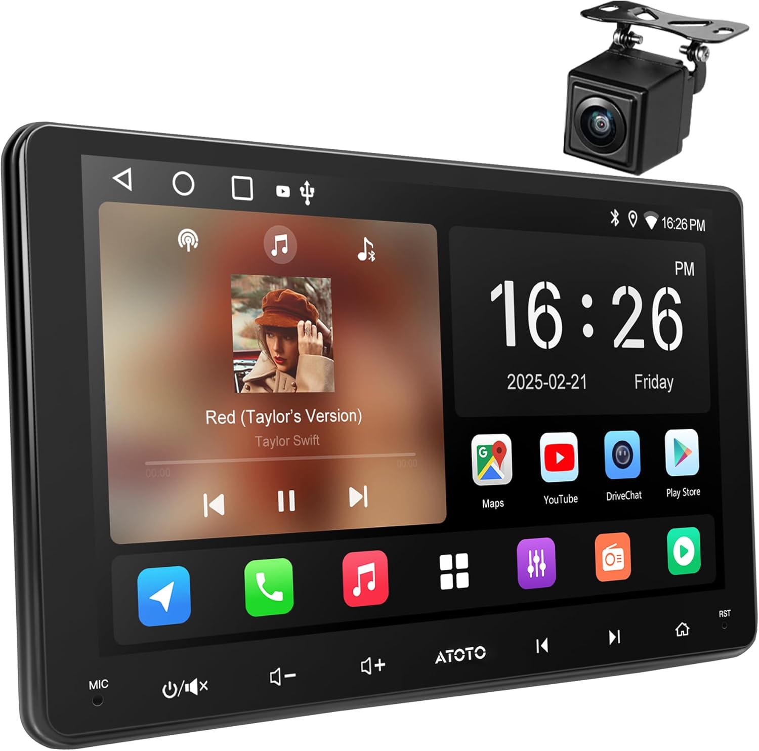 ATOTO A5L 9 Inch Double-DIN Android Car Stereo Wireless CarPlay Android Auto, WiFi/Bluetooth/USB, GPS Navigation, AI-Powered Car Radio, 24EQ&Built-in AMP, Mirror Link, HD LRV, Backup Camera