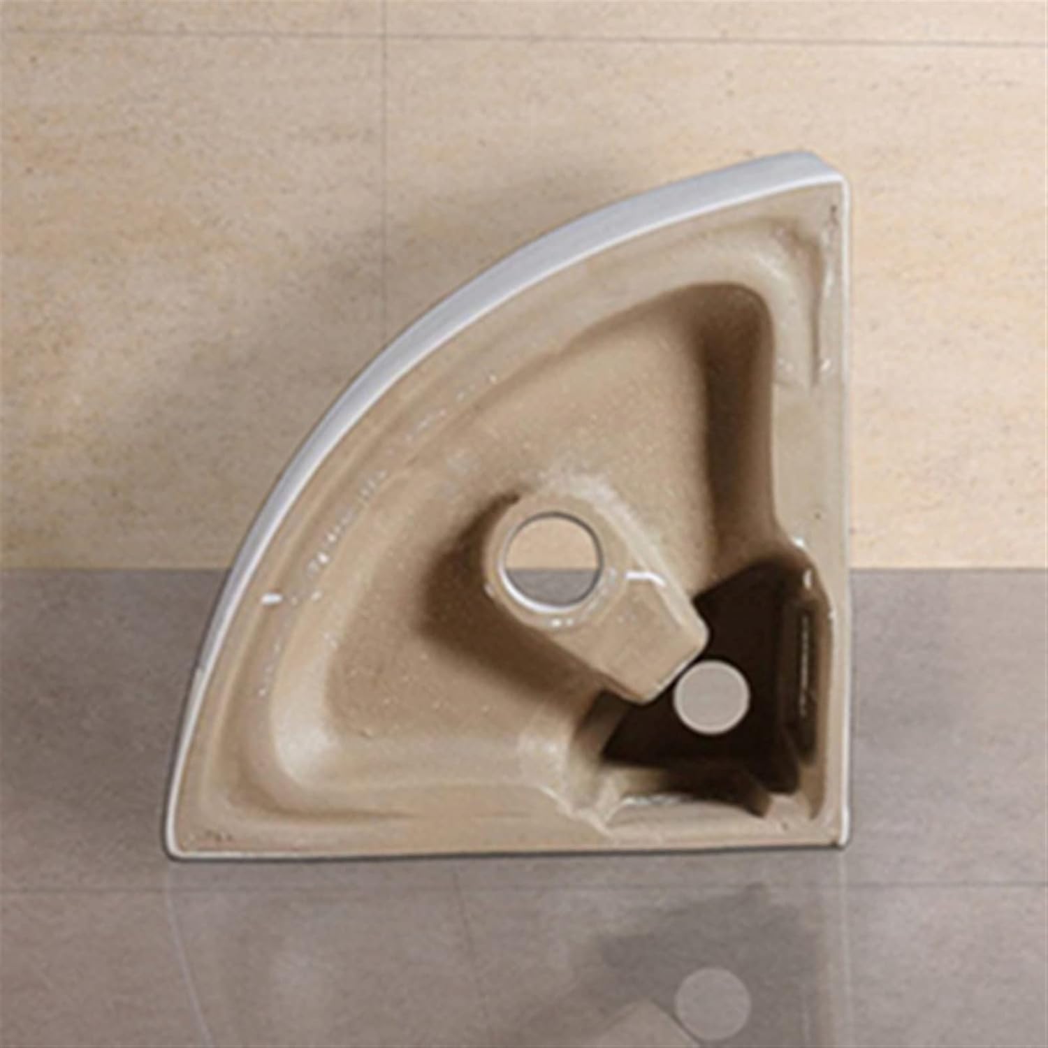 Bathroom Sinks Triangle Porcelain Ceramic Wall Mount Vanity Space Bathroom Sink Bowls Small Wall Mount Corner Bathroom Sink，White Drop in Bathroom Sink