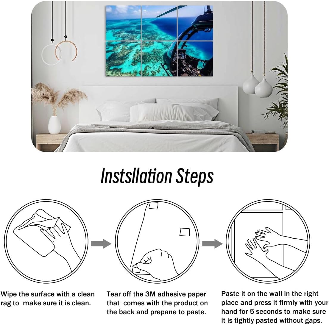 6 Pack Art Acoustic Panels Helicopter ride Moore Reef outer Great Barrier Reef Soundproof Wall Panels, 48