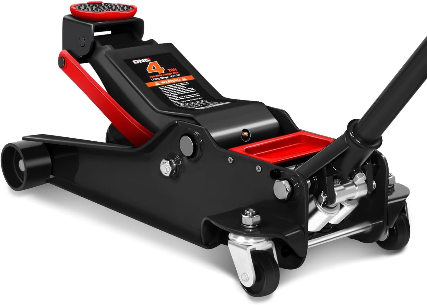 DNA Motoring Floor Jack 4 Ton (8000 lbs) Capacity, Fast Lift Low Profile Hydraulic Trolley Jack, Steel Heavy-Duty Service Car Jack, Lifting Range 4.5