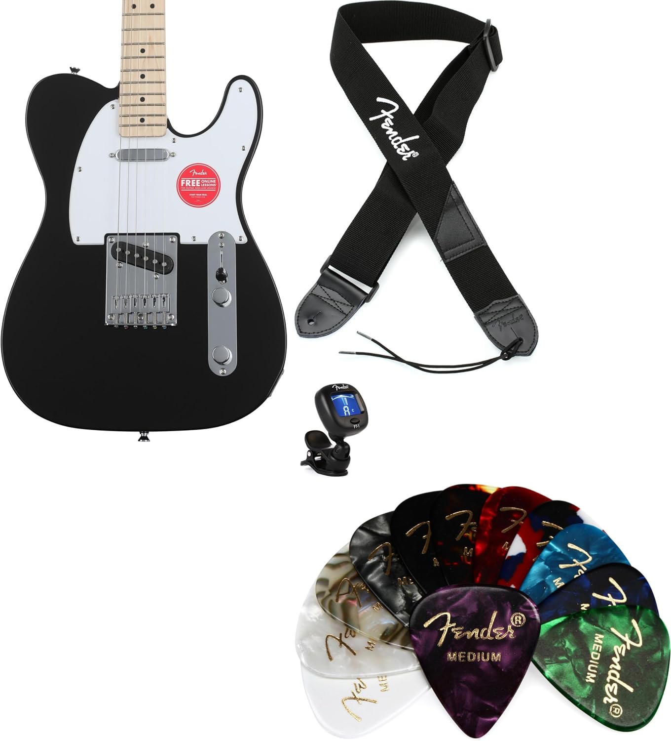 Squier Sonic Telecaster Electric Guitar Essentials Bundle - Black