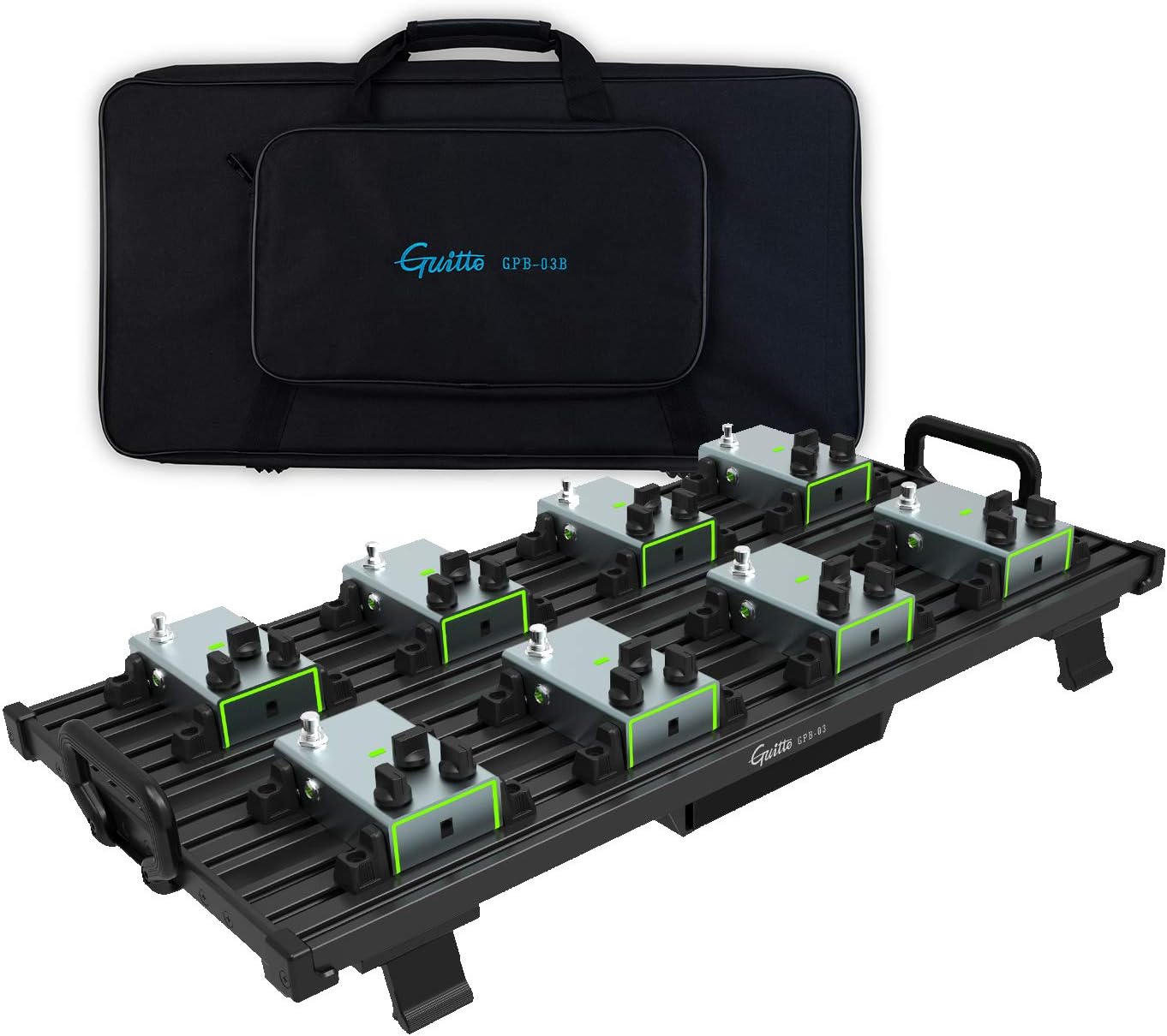 GUITTO Guitar Pedalboard - No-Strap Guitar Pedal Board Aluminum Alloy with Carry Bag No Residue (GPB-03 Large)