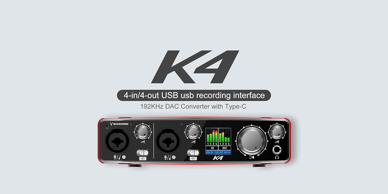 K4 audio interface with smart device compatibility suitable for live streaming