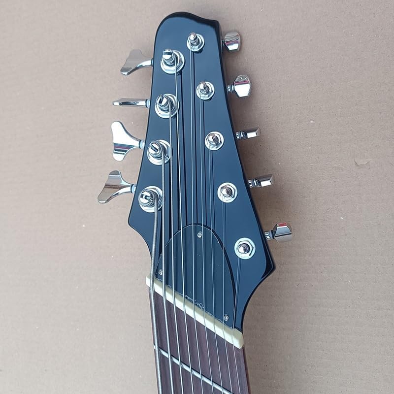 Custom double f hole nine string electric guitar,Fan style Pinsilk,Left four string bass and right five string