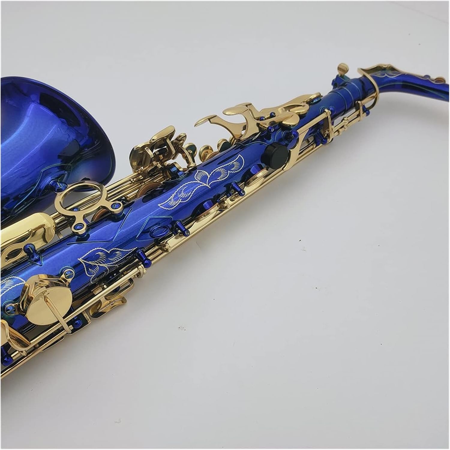 Alto Saxophone EB Tune Blue Body Nickel Plated Professional Musical Instrument with Case Student Saxophone