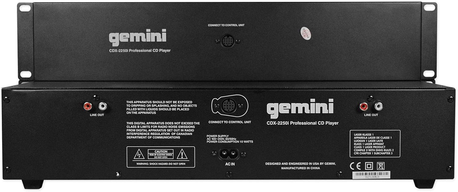 Gemini CDX-2250i Pro DJ Dual Two Deck Rack Mount CD/MP3 Media Player w/ USB Bundle with Rockville RRB40 4U Rack Bag Double-Sided Case with 12