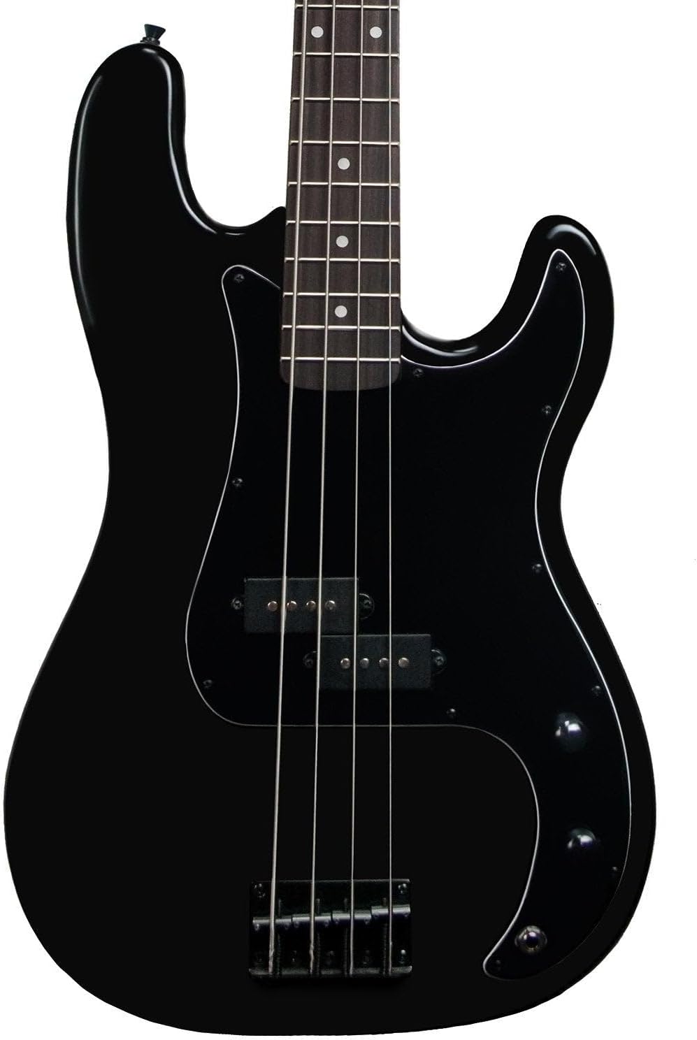 Sawtooth EP Series Electric Bass Guitar, Satin Black w/Black Pickguard