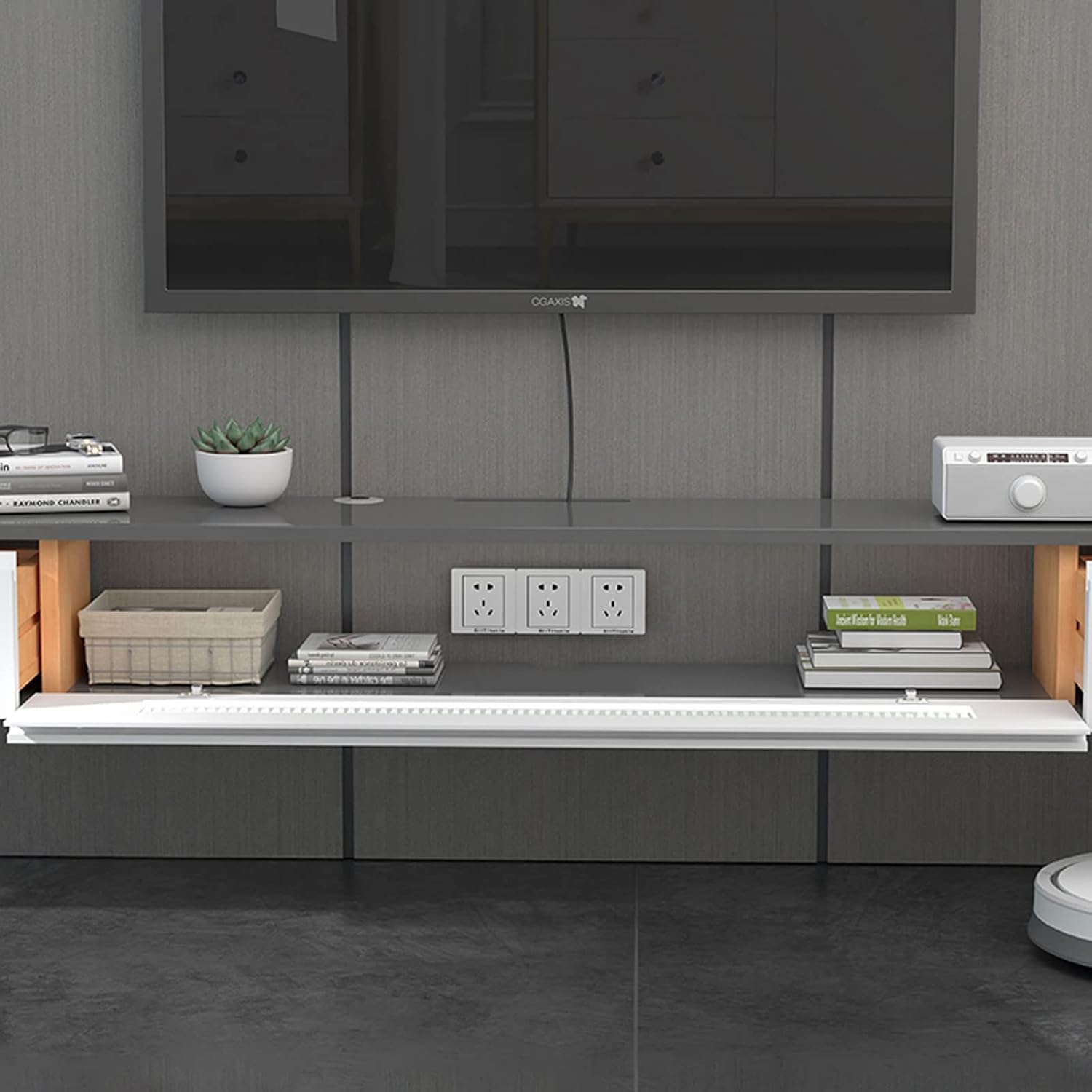 Wall Shelf Floating Shelf Wall mounted TV Cabinet Set-top box Router Sky Box CD DVD Photo Jewellery Storage Cabinet TV Stands Multimedia Console Display Shelf Wall Mount Corner Shelves Home Decor