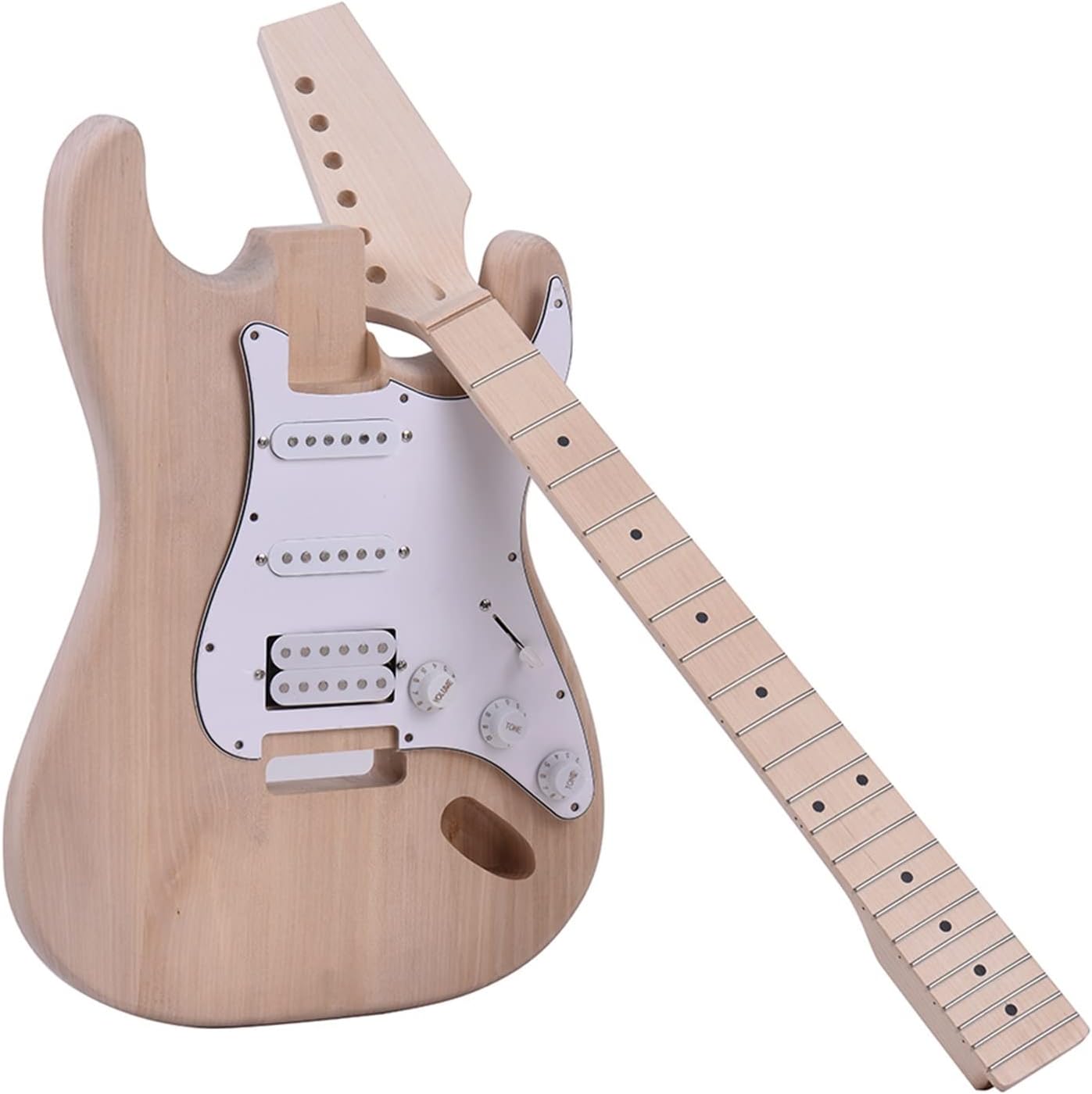 TSTS Electric Guitar Unfinished DIY for ST Guitar Kit Basswood Body Maple Neck Rosewood Fingerboard Guitar DIY Accessory
