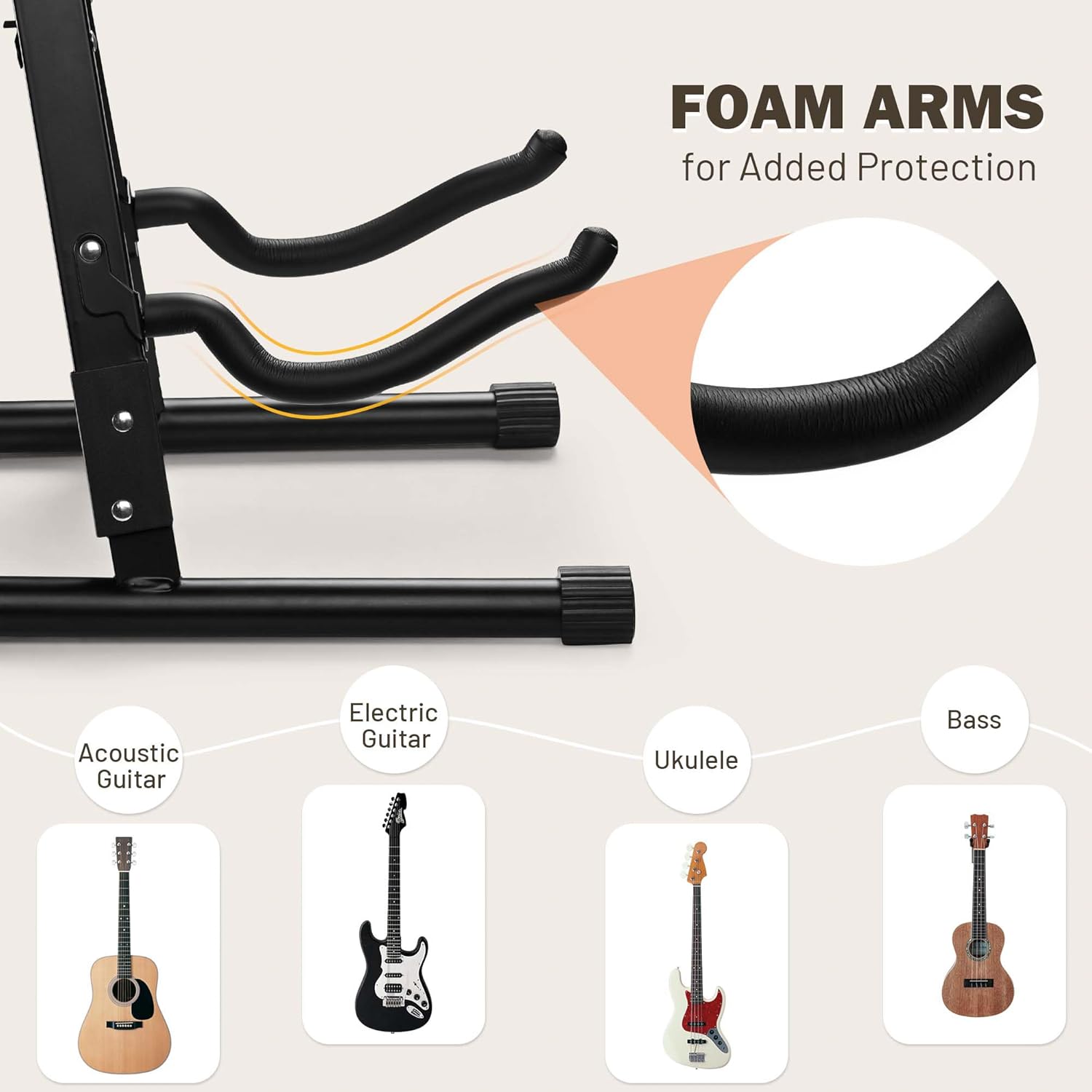 AW Electric Bass Guitar Hard Case Wooden Hard-Shell with A-Frame Folding Guitar Floor Stand