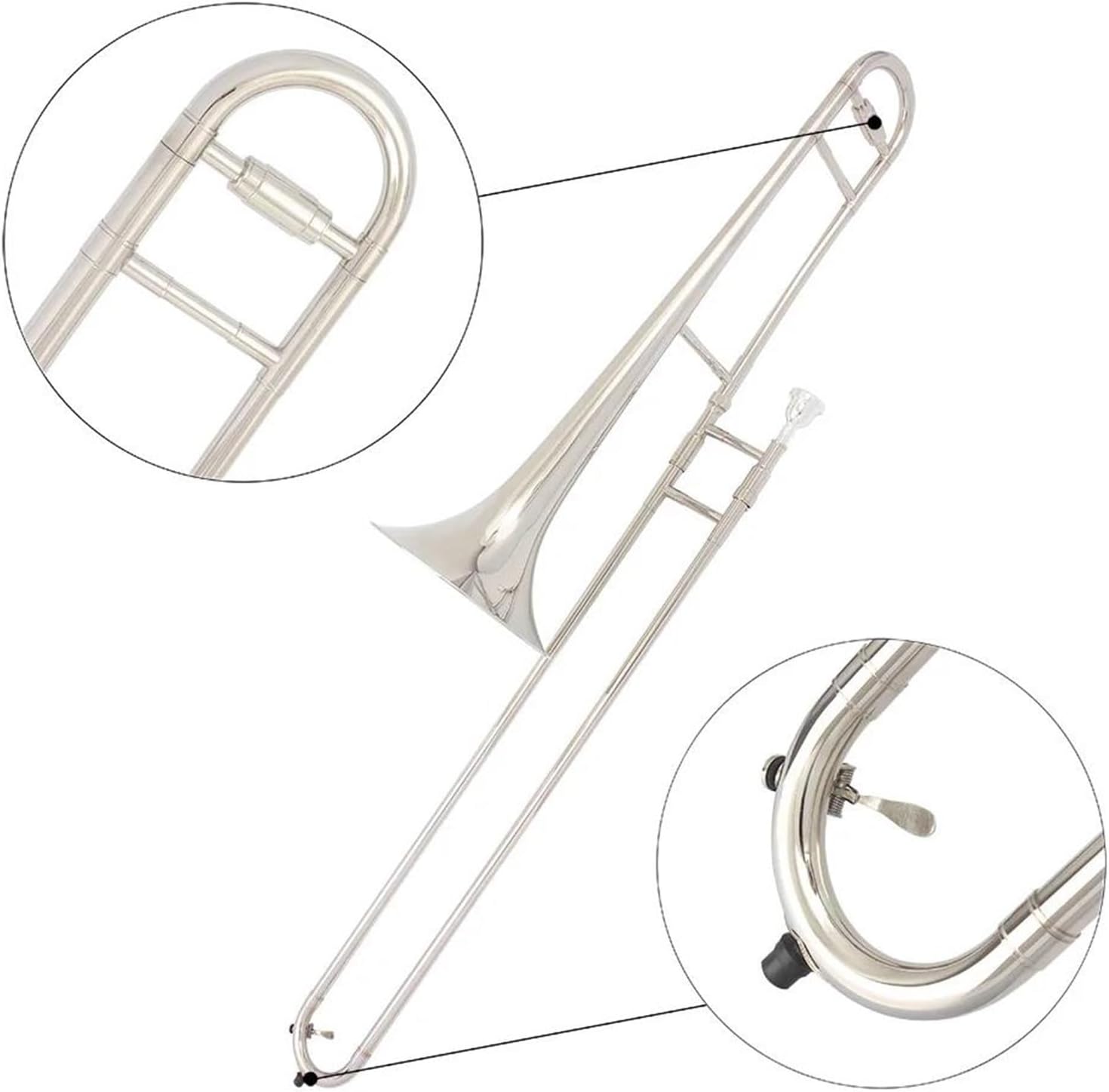 Professionals euphonium Beginner Playing Silver Bb Tenor Marching Trombone With Case Mouthpiece