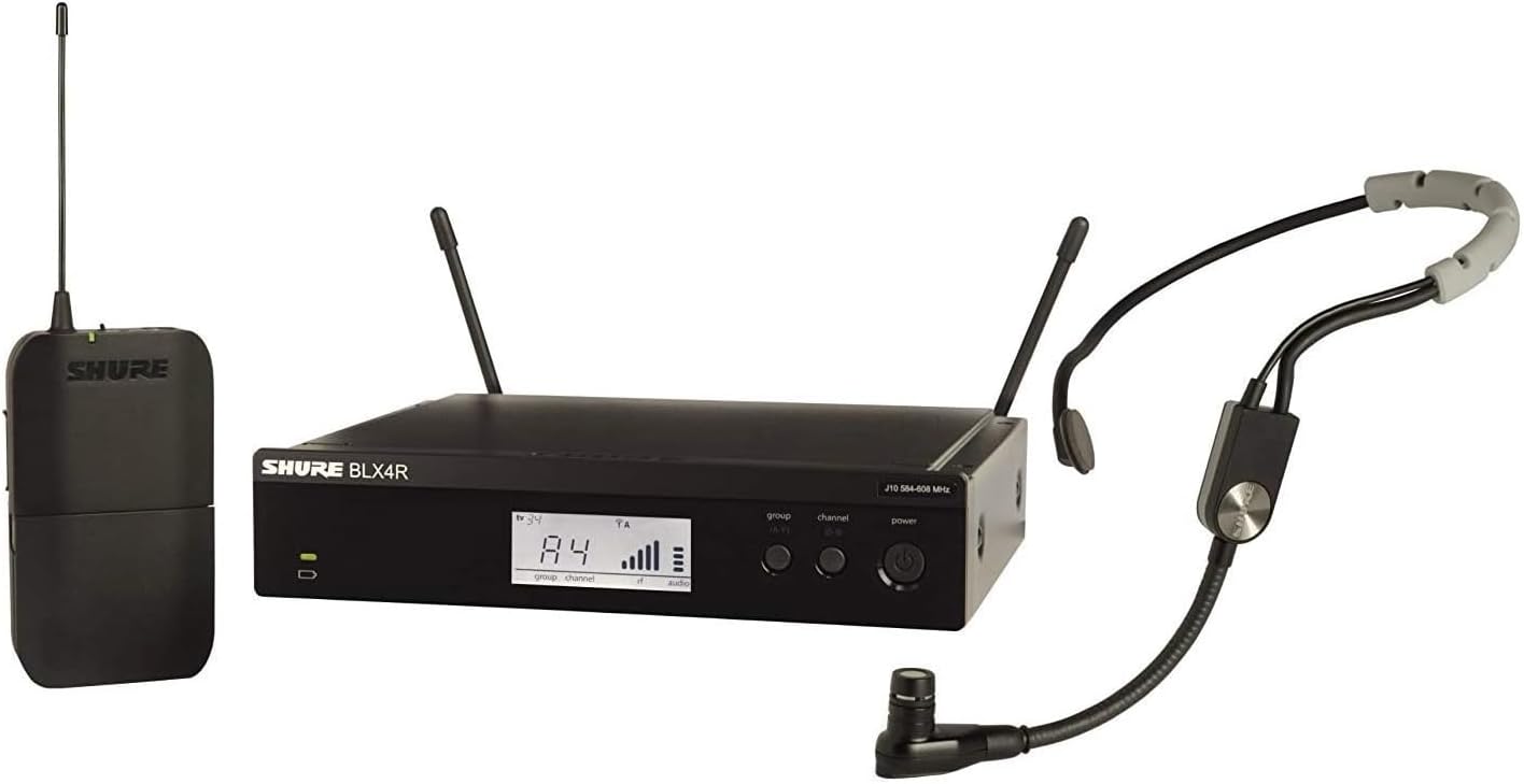 Shure BLX14R/SM35 Wireless Microphone System - 14-Hour Battery Life, 300 ft Range, UHF | SM35 Headset Mic, Single Channel Rack Mount Receiver | H10 Band (BLX14R/SM35-H10)