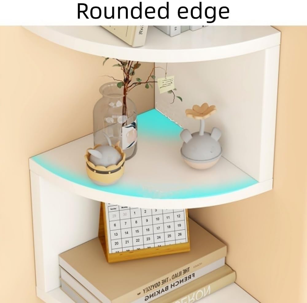 4-Tier, 5-Tier and 7-Tier Corner Floating Wall Mount Display Shelving Unit, Floating Shelves with Rounded Edge, Wall Mounted Shelf for Living Room,A,Medium