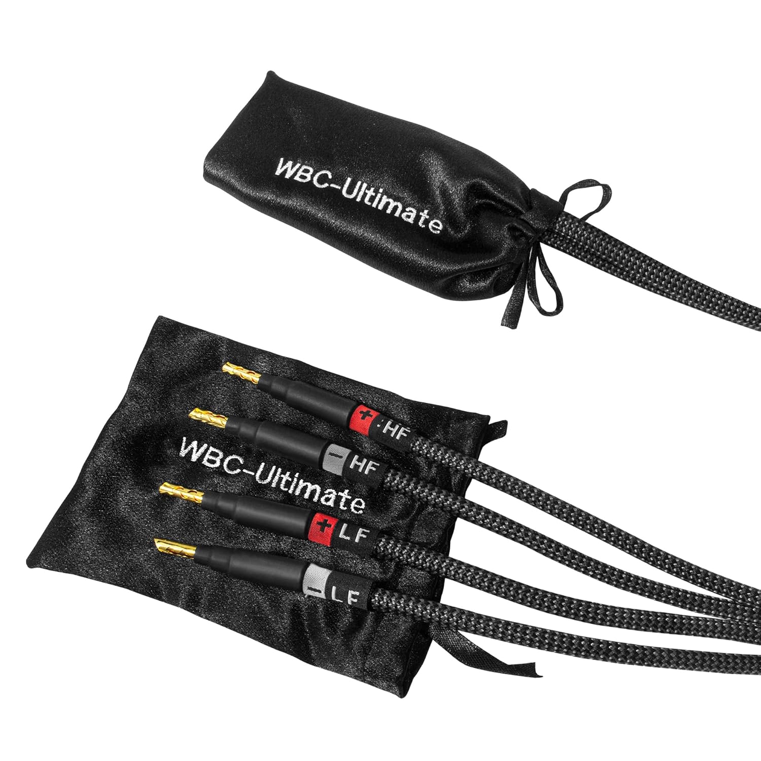 WORLDS BEST CABLES 8 Foot Ultimate - 9 AWG - Ultra-Pure OFC - Premium Audiophile HiFi Bi-Wire Speaker Cable Pair with Eminence Gold Banana Plugs & Carbon Tweed Jacket