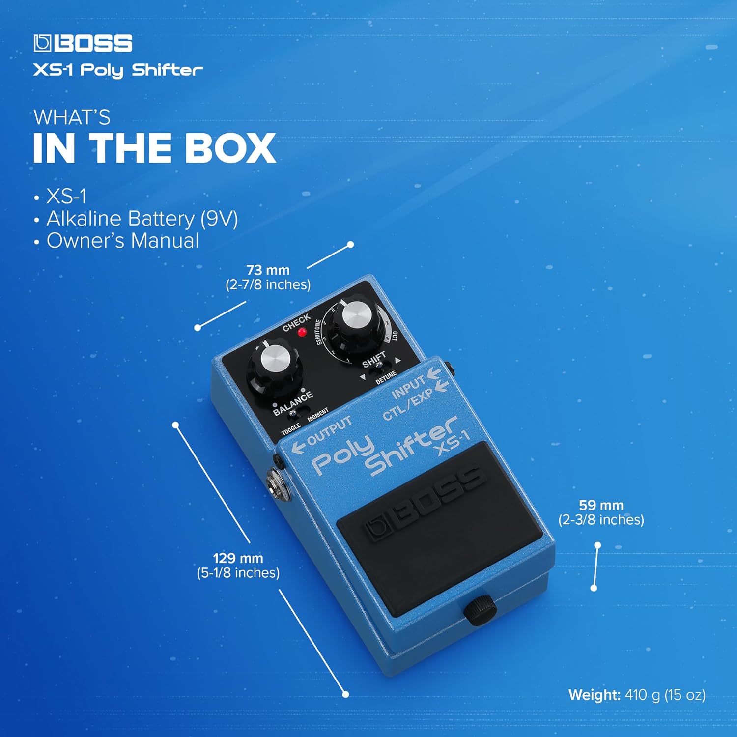 BOSS XS-1 Poly Shifter | Compact Pitch Shifting Pedal | Class-Leading Quality | Change Guitar/Bass Pitch Across 7 Semitones or 3 Octaves | Natural Feel & Response | Connect External Footswitches