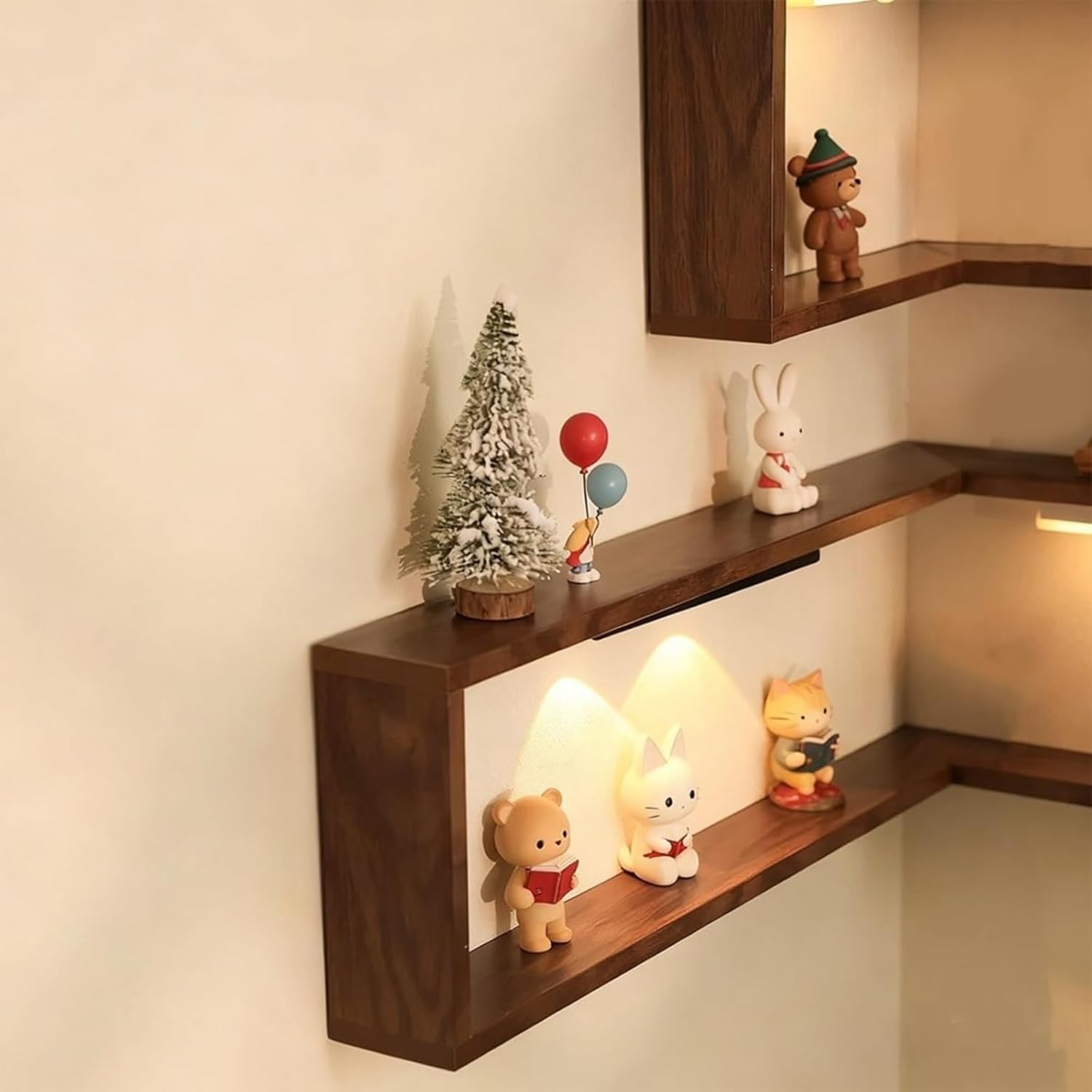 Smart Corner Shelves That Light up Your Space,Modern Wall-Mounted Display Rack, Suitable for Collectibles and Decorative Items, for Living Room, Study (No Lights,3 pcs)