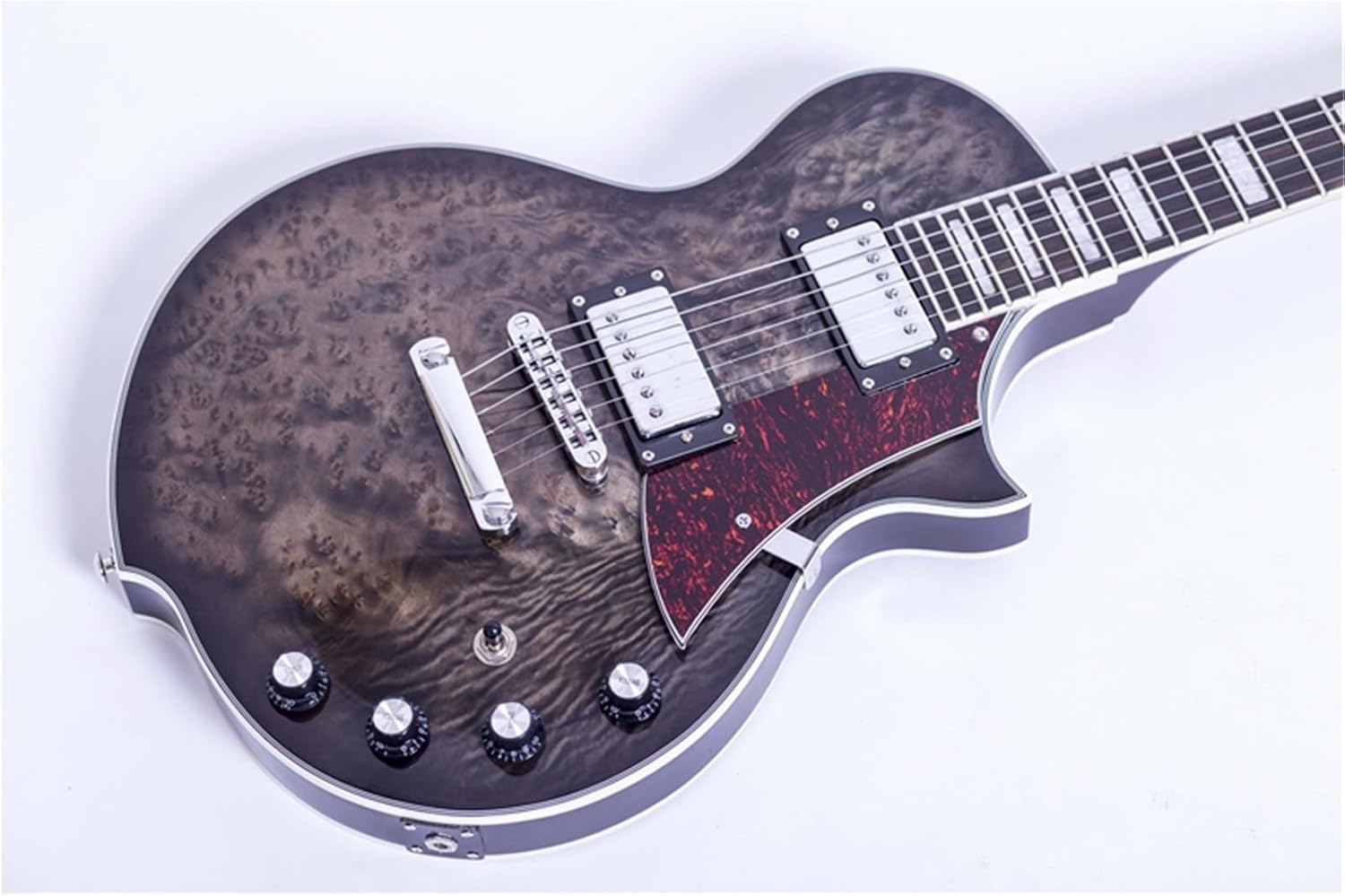 Beginner Electric Guitar Kits Solid Wood Body Electric Guitar With Transparent Black Burl Surface
