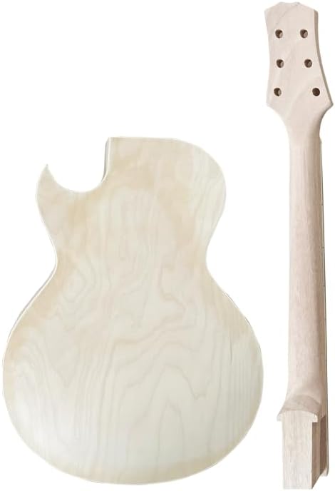 DIY Single Cut Electric Guitar Kits with Mahogany Body and Neck - Rosewood Fingerboard LP Hollow Beginner Kit All Components Included Build Your Own Guitar