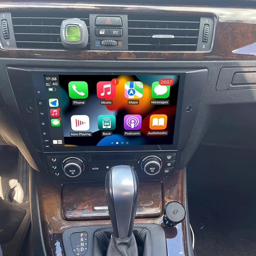 4+64G Double Din Car Stereo for BMW 3 Series E90/E91 2005-2011 with Wireless CarPlay and Android Auto, 9 Inch IPS Touchscreen Android 13 Car Radio Support Bluetooth WiFi GPS SWC FM RDS Backup Camera