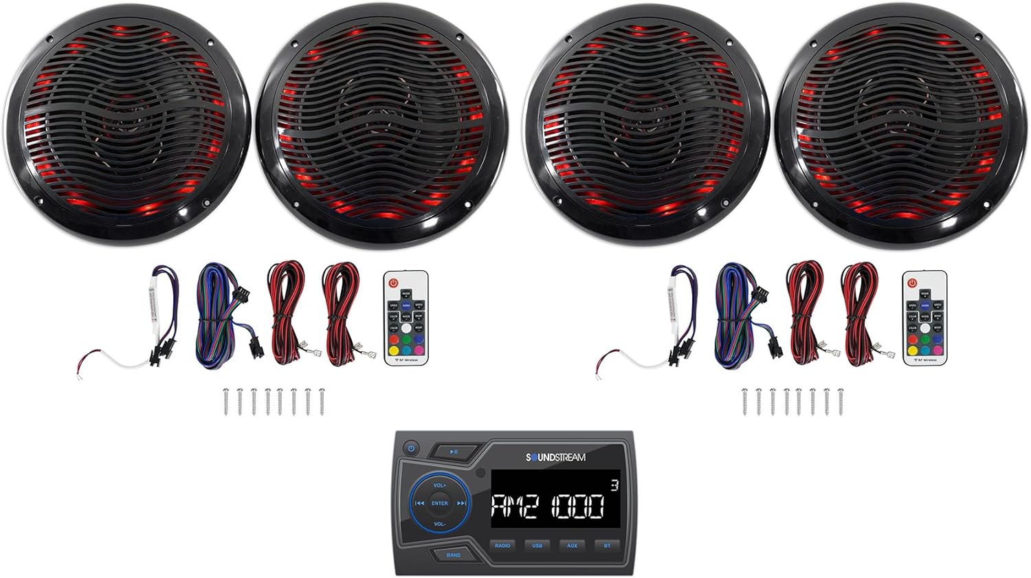 Audiosavings Bundle: Soundstream MHU-32 Marine ATV/UTV Digital Media Receiver Bluetooth/USB Bundle with (2) Rockville RMC65LB 6.5