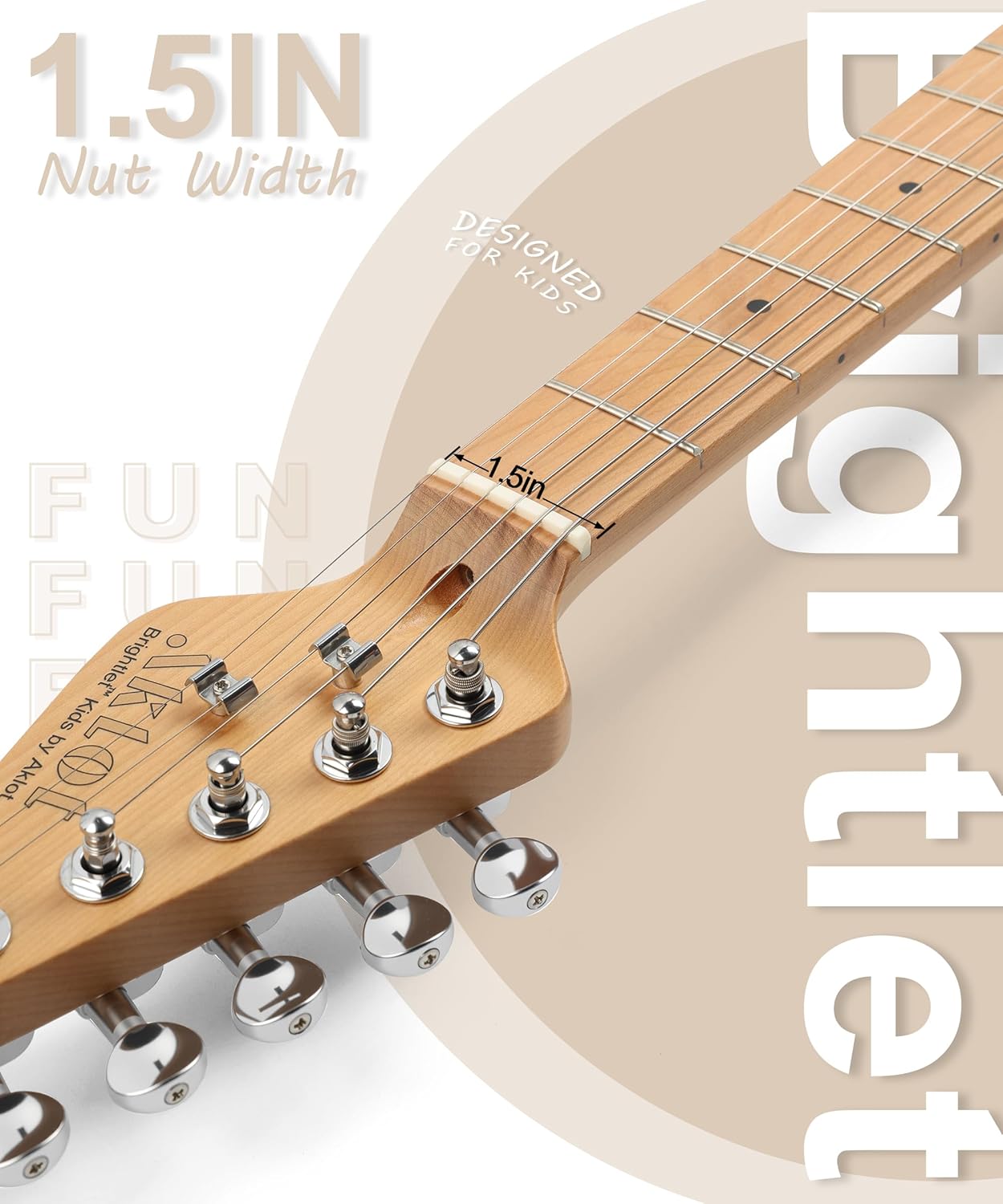 AKLOT 36-inch Kids Electric Guitar: 3/4 Size Mini Electric Guitar Kit with Solid Body, 1.5 In Neck Width for Beginners, 10W Amp, Gig Bag, String, Strap, Cable, Picks,Lesson Book (SugarBlush Cream)