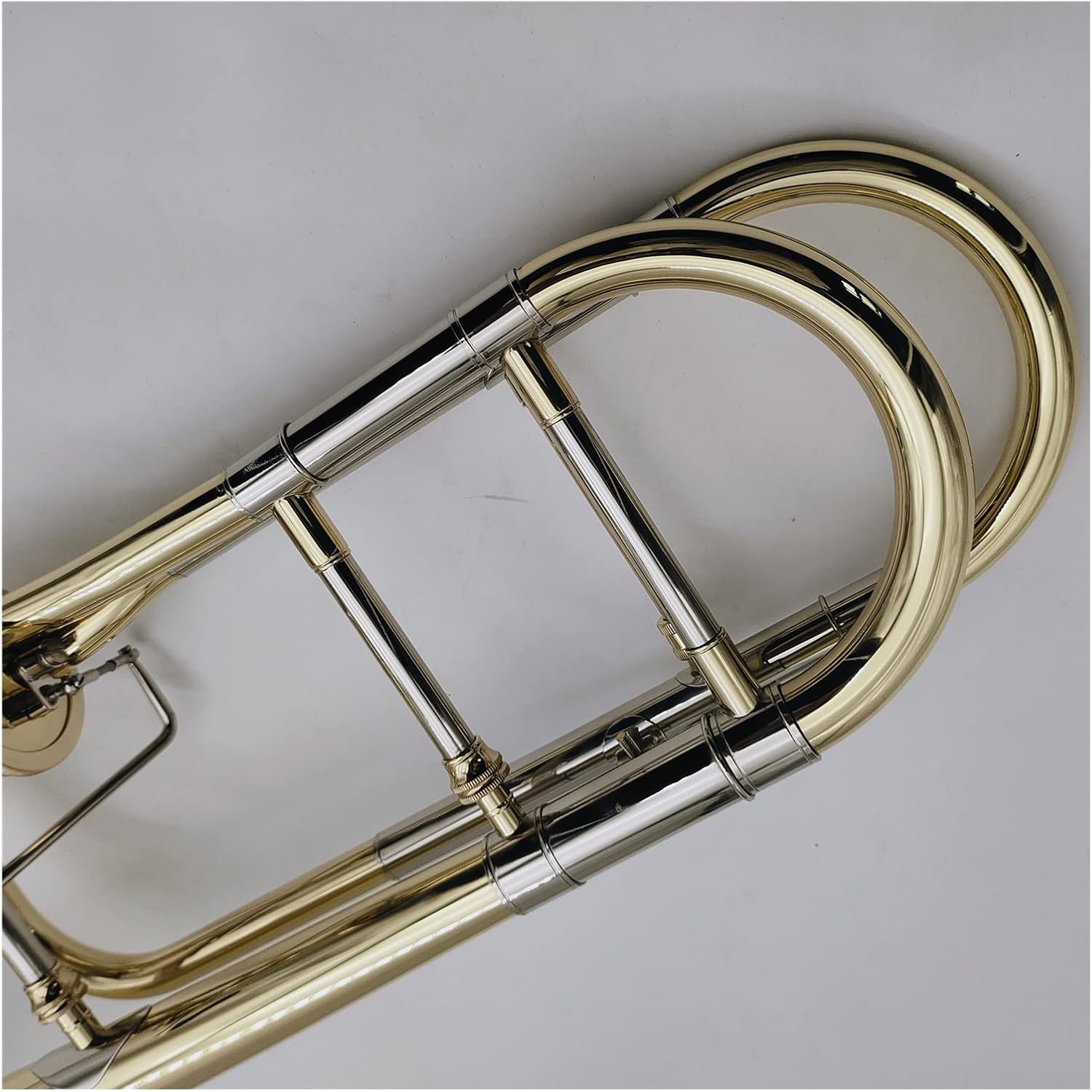 TSTS Tenor Bb-F Tune Trombone Gold Brass Plated Professional Musical Instrument with Case Beginner Trombone