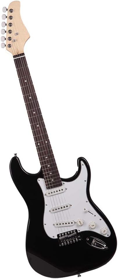 39 Inch Electric Guitar, Rosewood Fingerboard Electric Guitar, w/Picks, Strap, Cord, Bag, Tremolo Arm, for Beginner and Intermediate Performer (Black)