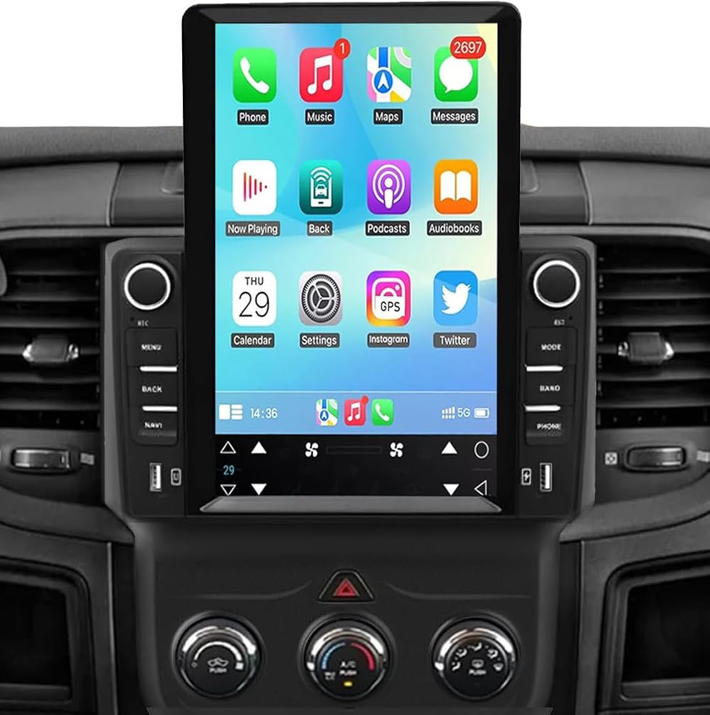 Double Din Car Stereo for Dodge Ram 1500 2500 3500 4500 5500 2013-2019 w/Wireless Carplay Android Auto, 9.7