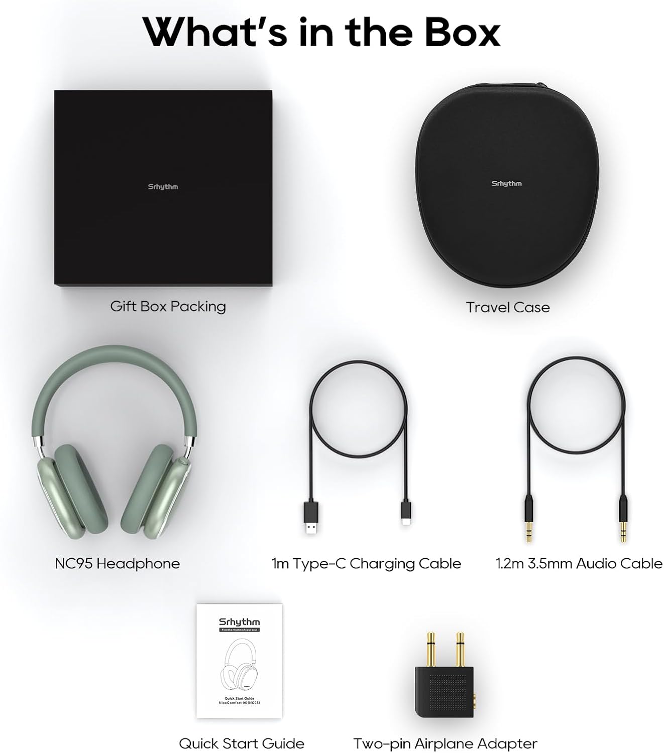 Srhythm NiceComfort 95 Hybrid Noise Cancelling Headphone Wireless, Bluetooth Headset with Transparency Mode,ENC,HD Sound