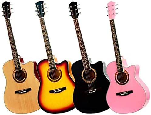 Full Size Guitar 41 Inch Beginner Practice Travel Guitar Adjustable Metal String Fingerstyle Stable Sound Quality Spruce Beginner Acoustic Guitar Starter Package Student G (Orange Long)
