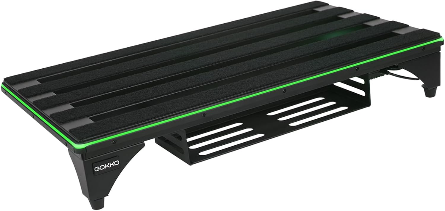 Music-Sync Lighting Guitar Pedal Board with Multiple Dynamic Light Effects, 22 x 12.6 Inches (GKA-22LX)