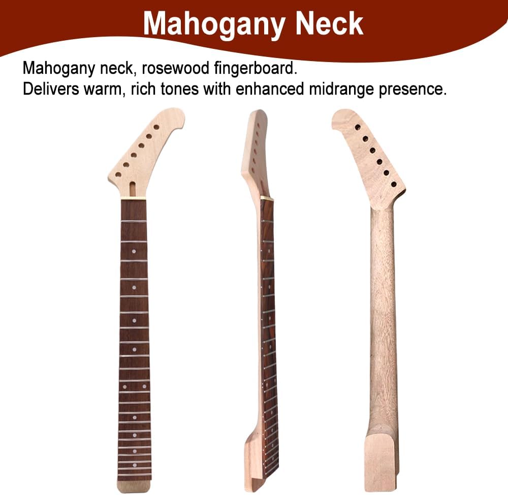 Electric Guitar Kit Rosewood Fretboard Guitar Neck and Guitar Body with All Components Included Electric Guitar Kits Build Your Own (TZ-45)