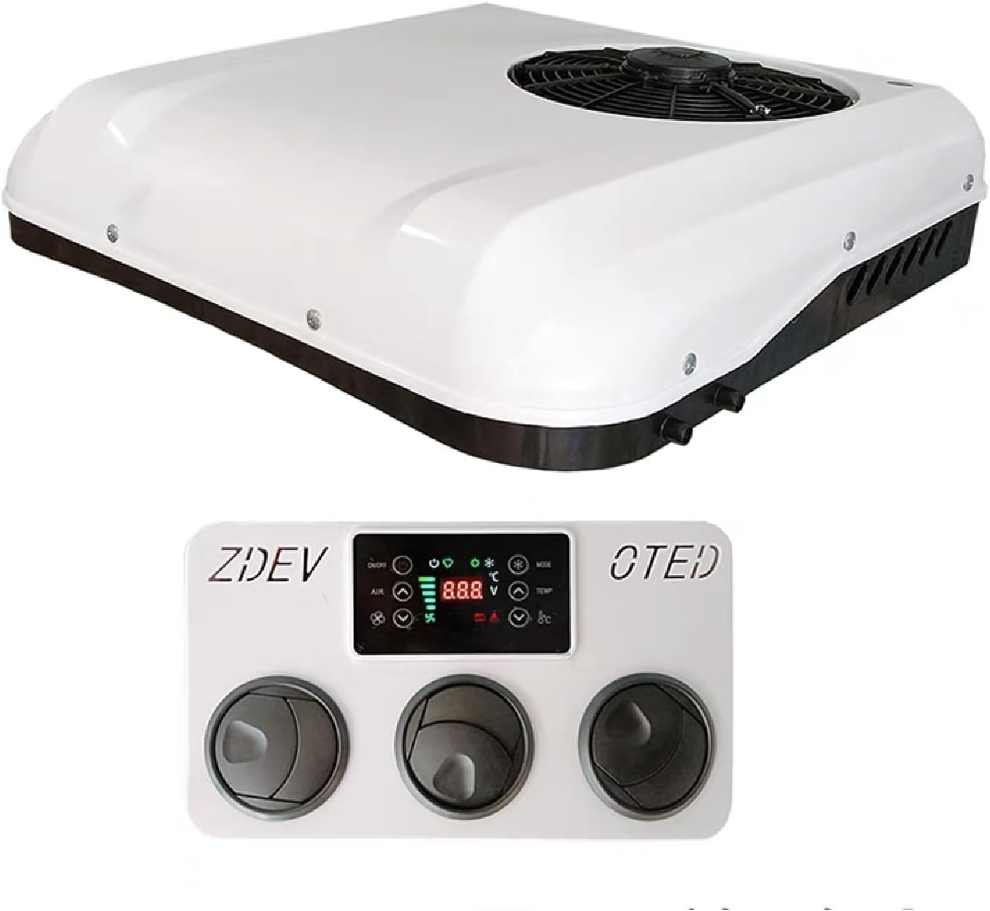 24V roof air conditioner rv ac unit cooling/heating 2-in-1 silent ultra-thin air conditioner for camping vehicles, school buses, buses, trailers, RVs, vans, trucks, etc (24, Volts (DC))